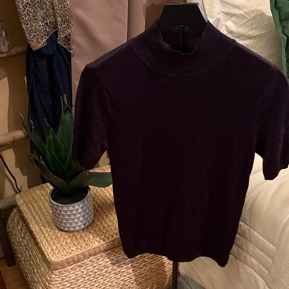 INC International Concepts Dark Purple Short Sleeve Top